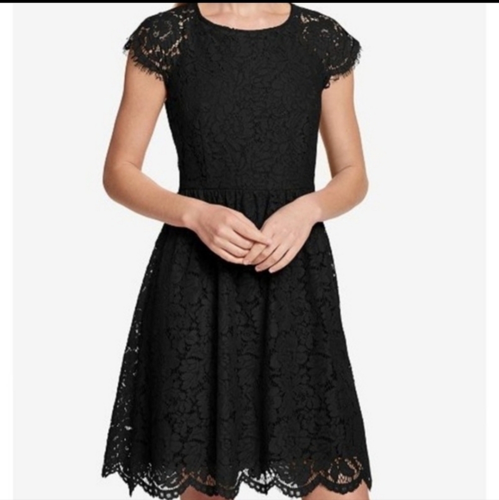 Kensie Fit & Flare Lace Dress with Cap Sleeves Size 2